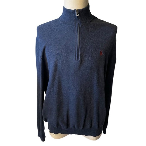 Ralph Lauren Polo Quarter Zip Pullover Sweater Men’s 2XL Blue - Picture 1 of 7